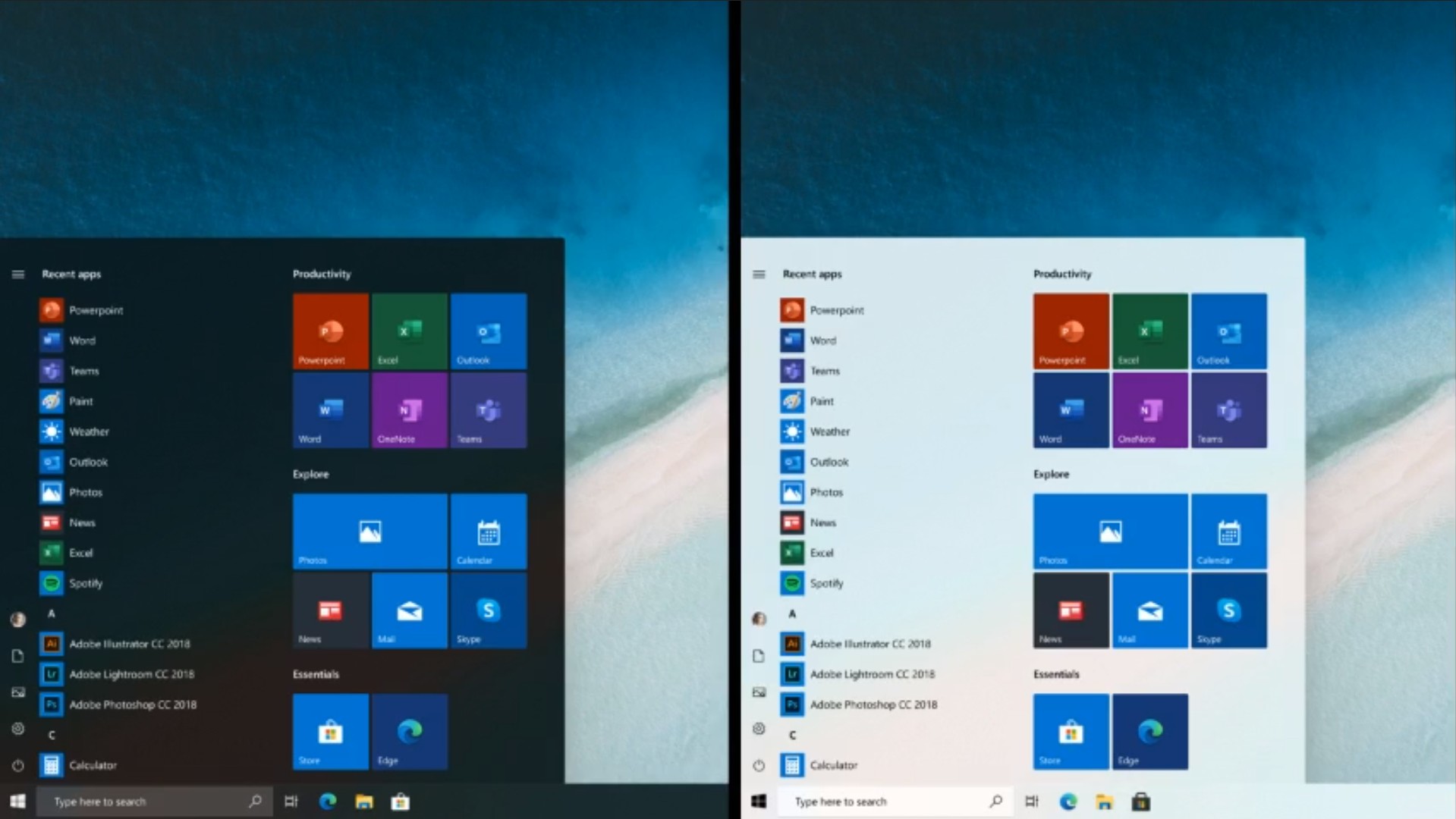 Меню «Пуск» в Windows 10 старый дизайн