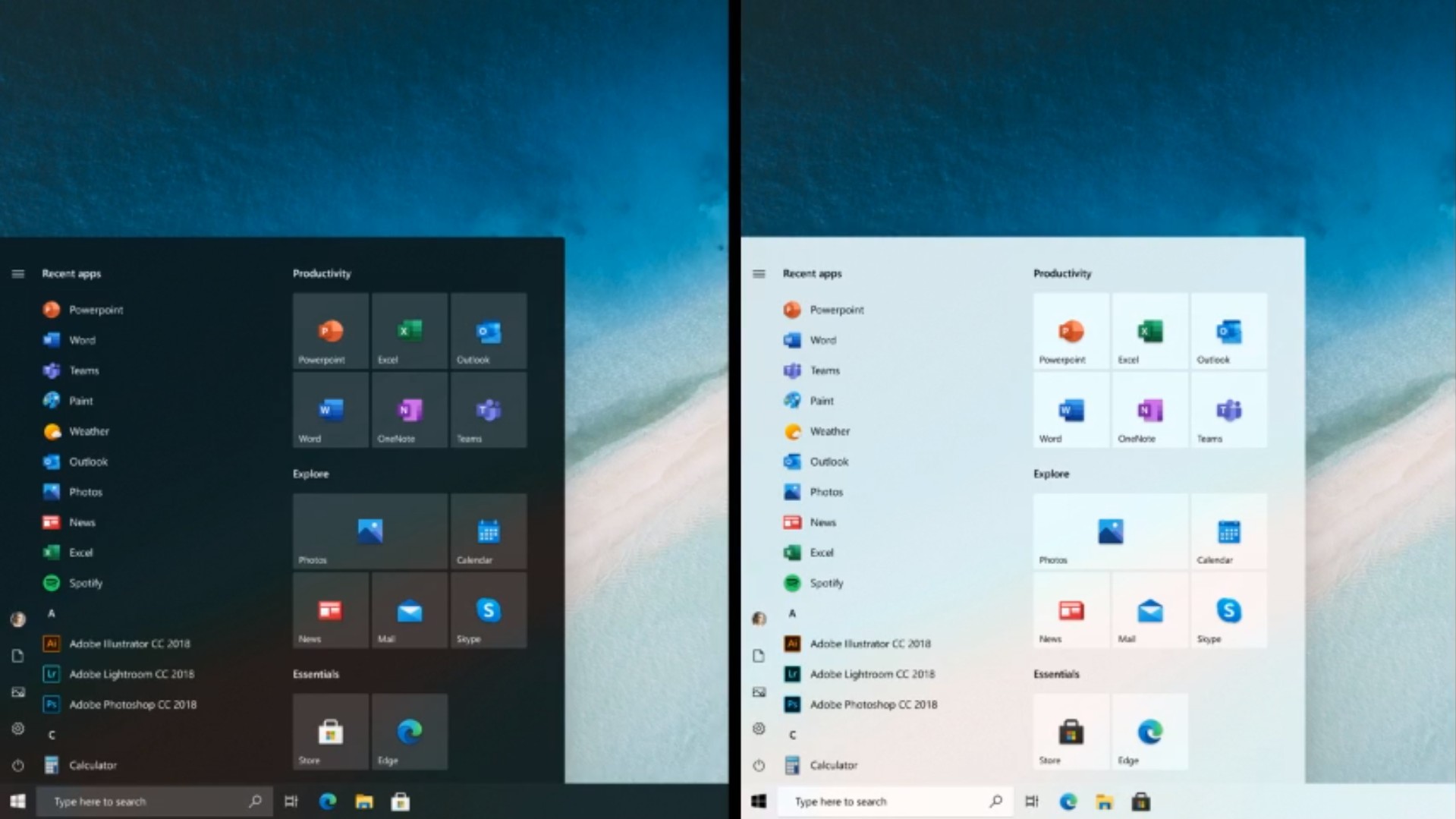 Меню «Пуск» в Windows 10 новый дизайн