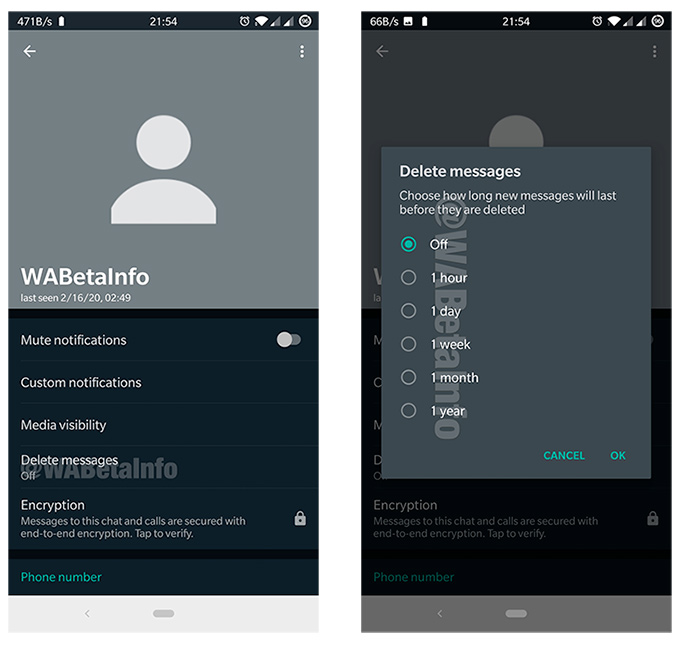 WhatsApp тестирует функцию автоудаление сообщений